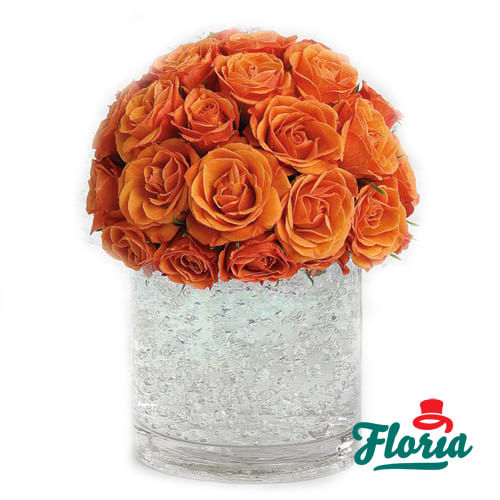 Aranjament de masa pentru nunta cu trandafiri portocalii – premium Aranjament