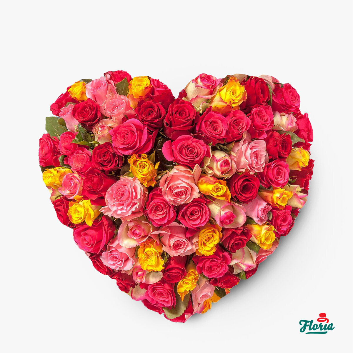 Inima din trandafiri multicolori – premium din