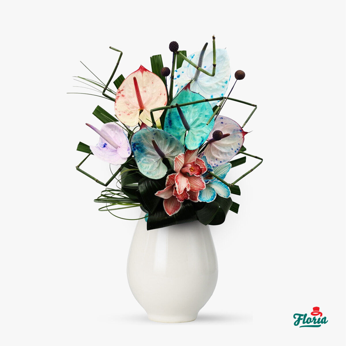 Buchet de flori exotice colorate prin hidratare – premium Buchet imagine 2022