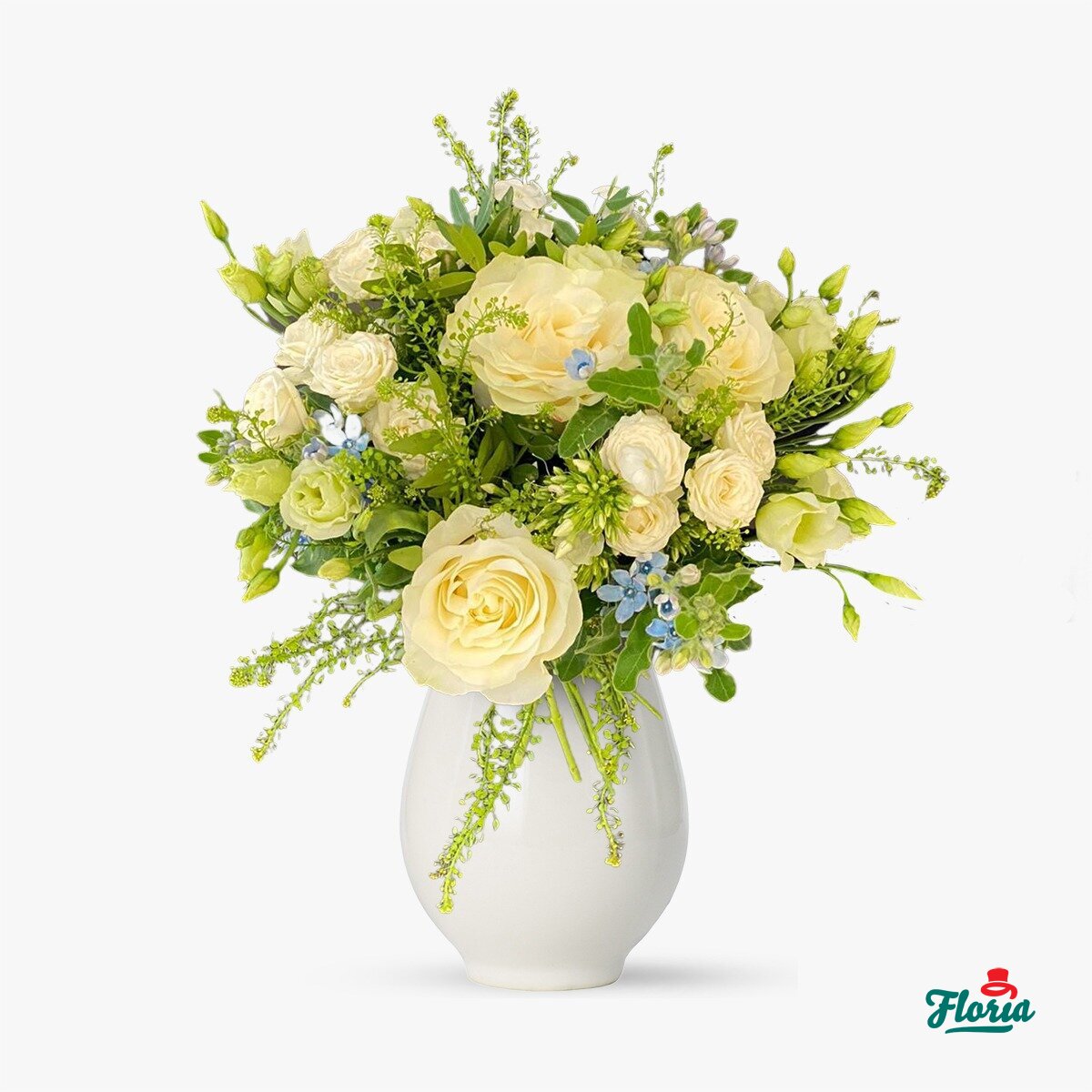 Buchet de vara cu trandafiri albi – premium