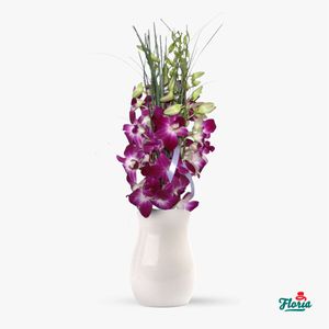 Bouquet of 5 purple dendrobium orchids