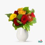 Buchet cu trandafiri rosii si cale galbene - Premium