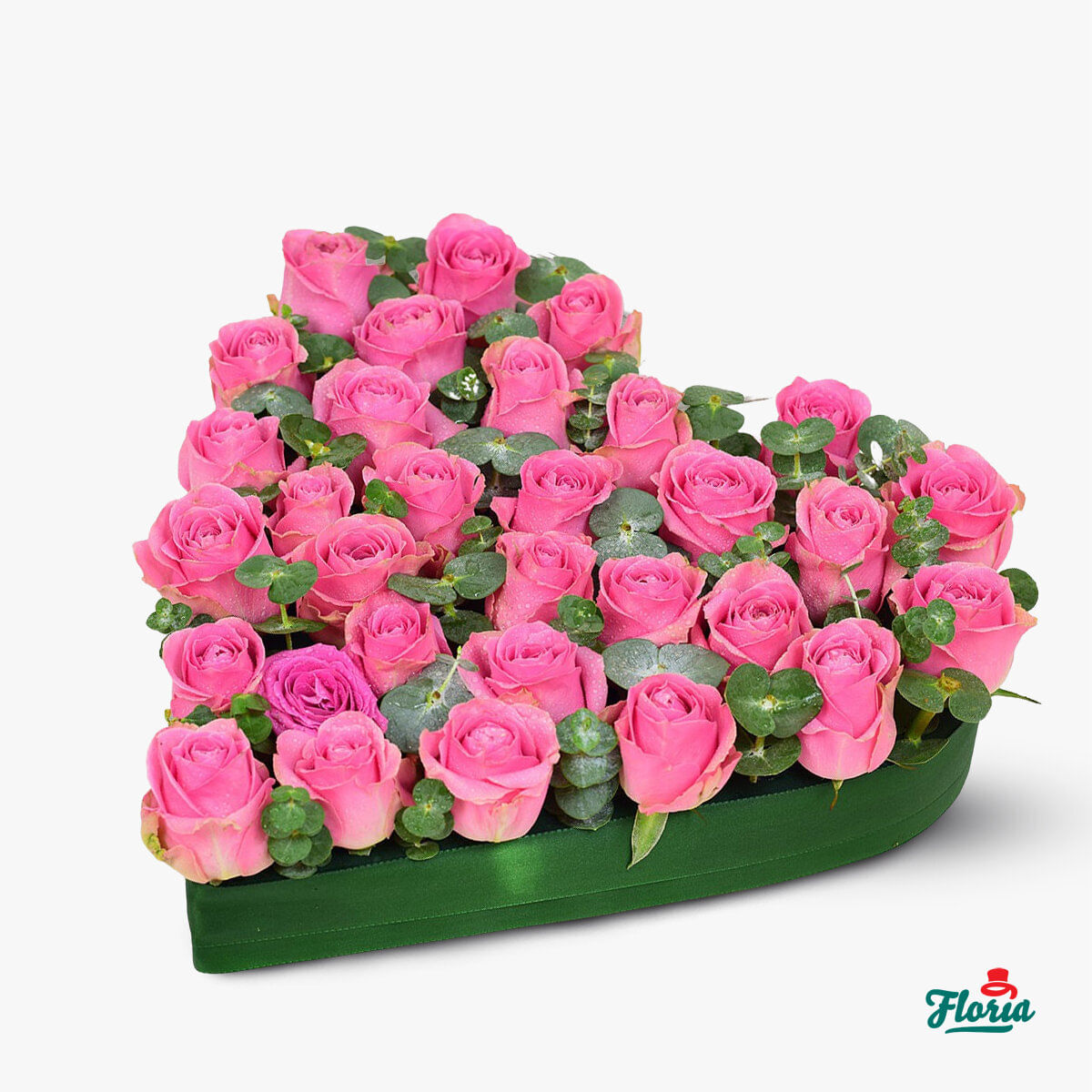 Inima din 31 trandafiri roz Floria imagine 2022