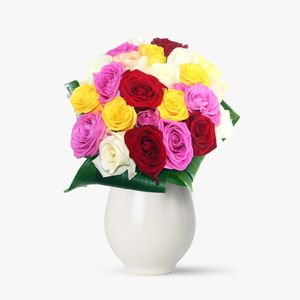 Bouquet of 19 multicolored roses