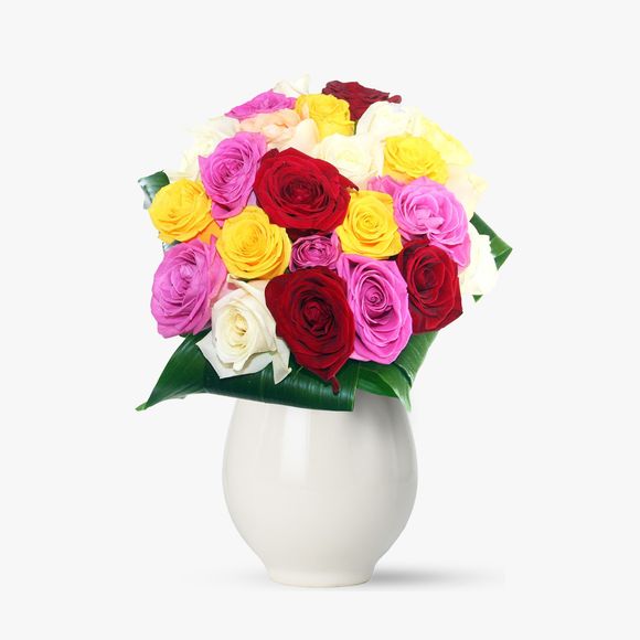 Buchet de 19 trandafiri multicolori