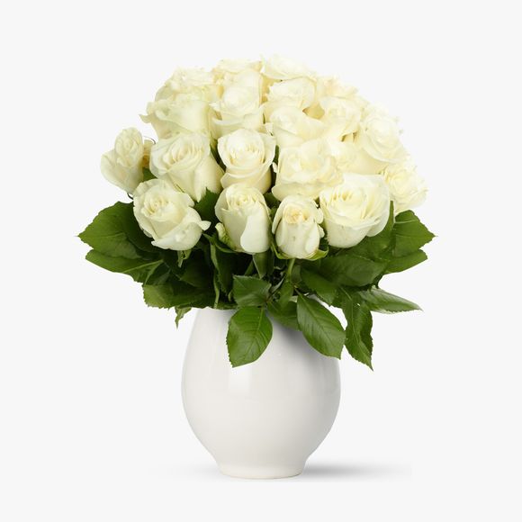 Buchet de 21 trandafiri albi