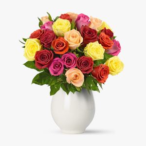 Bouquet of 25 multicolored roses