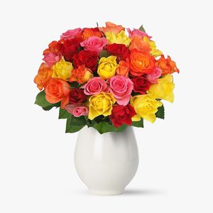 Buchet de 35 trandafiri multicolori