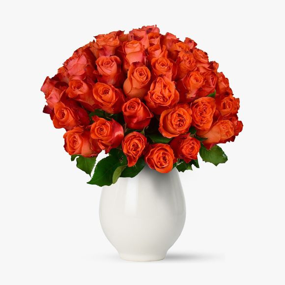 Buchet de 55 trandafiri portocalii