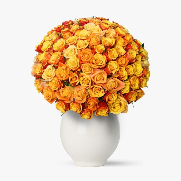Buchet de 101 trandafiri portocalii