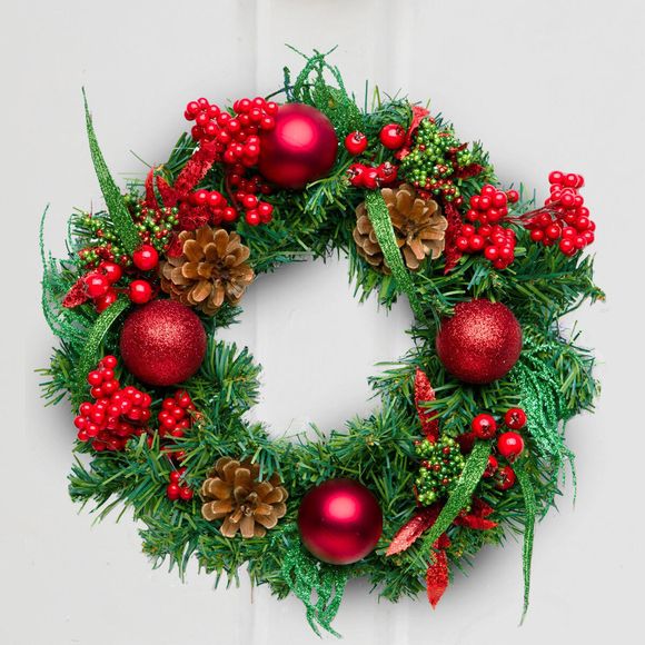 Christmas wreath in shades of red