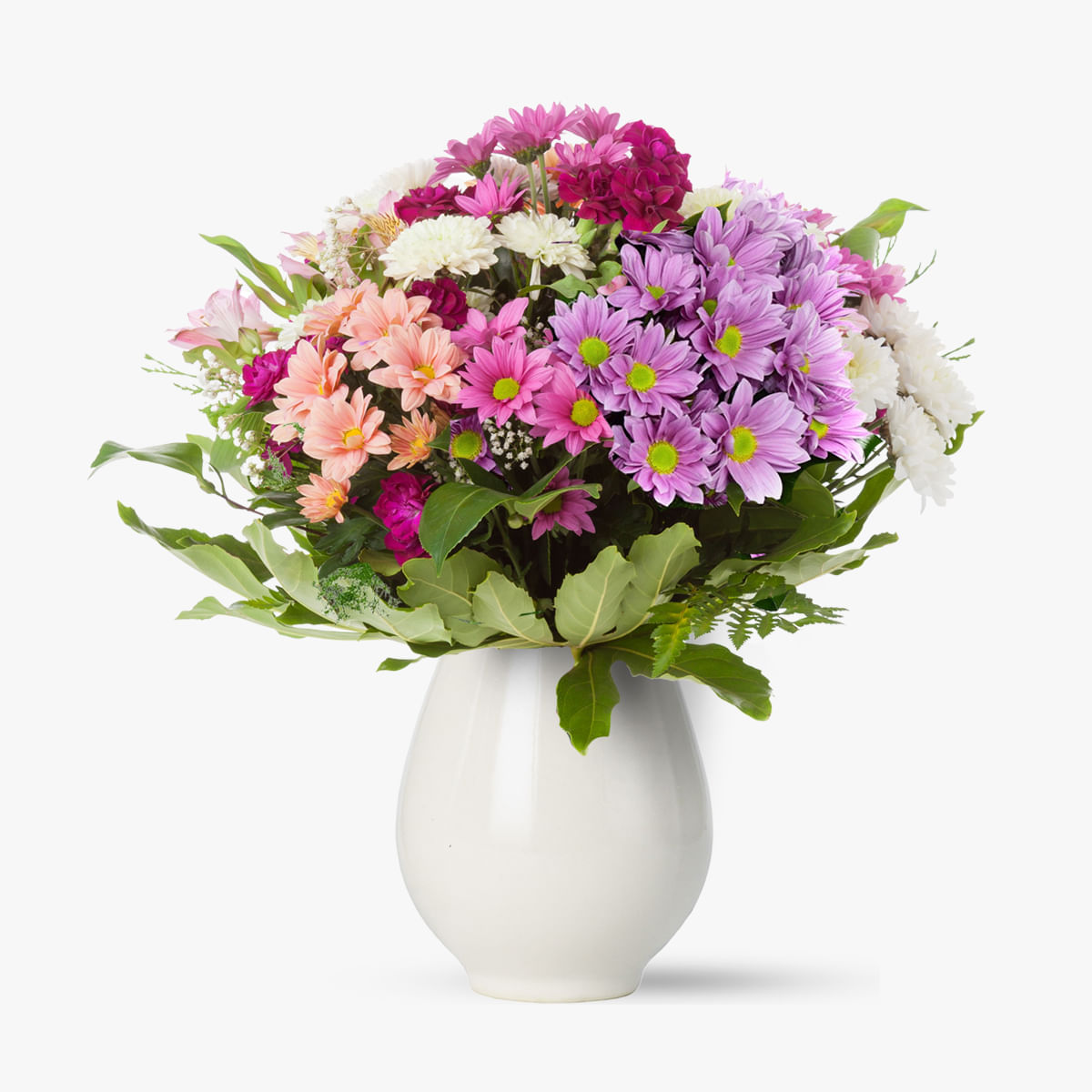 Buchet de 35 crizanteme multicolore vesel si colorat pentru zile senine