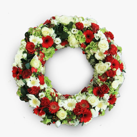 Coroana funerara cu gerbera si hortensie