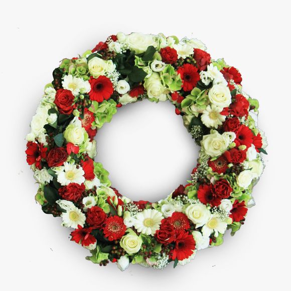 Funeral wreath with gerbera and hydrangea