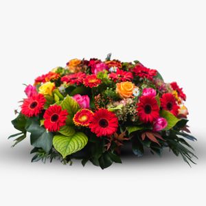 Funeral arrangement with red gerbera