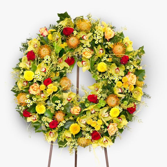 Funeral wreath with orchids