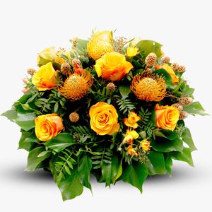 Funeral arrangement with yellow roses