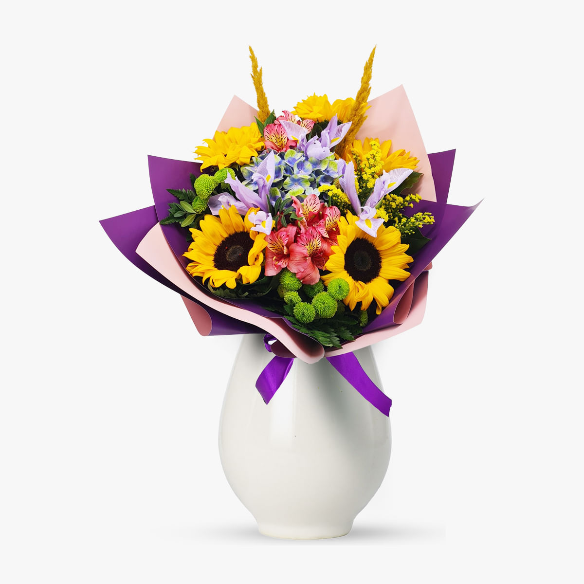 Buchet cu floarea soarelui si iris – Standard Buchet