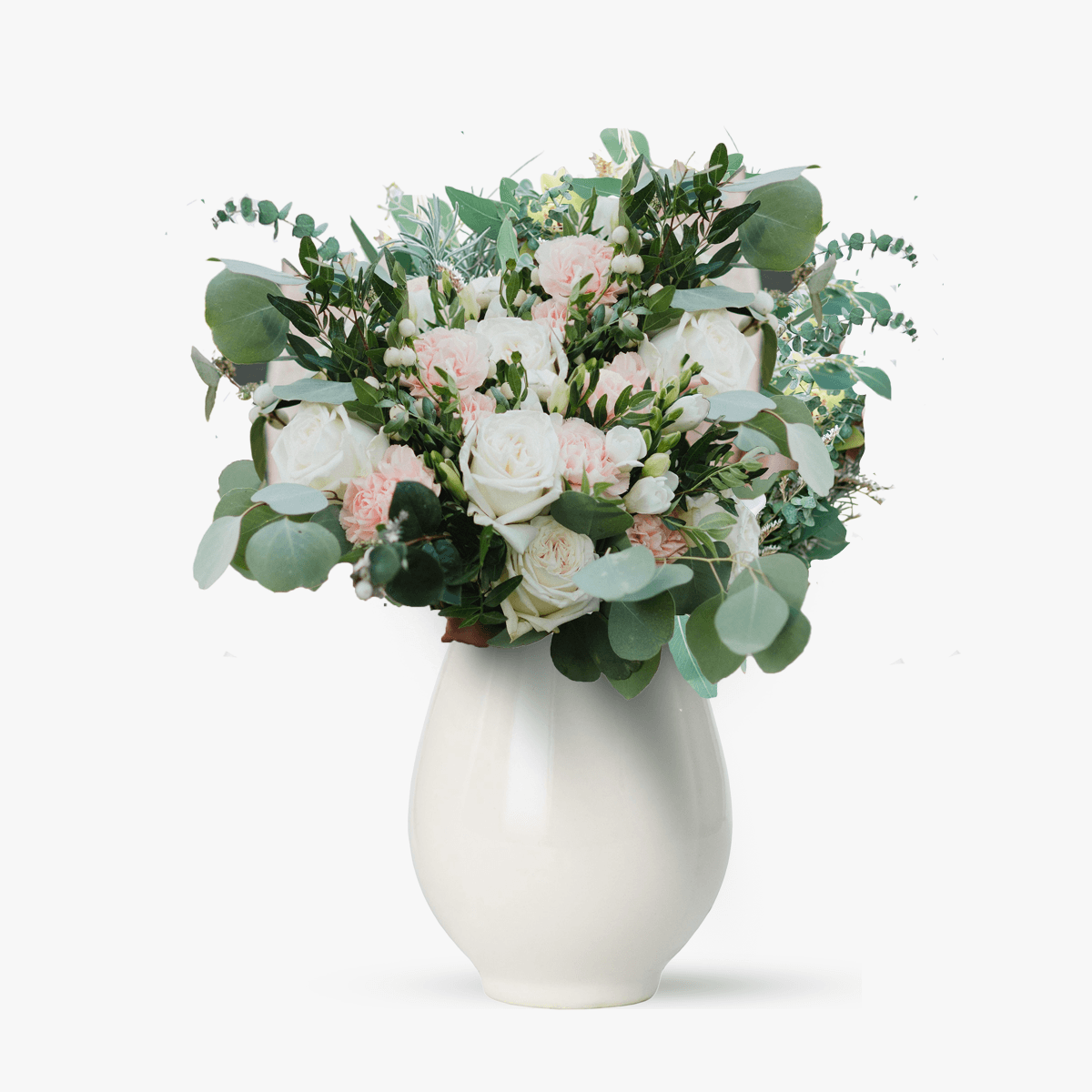 Buchet cu trandafiri alb-roz – premium alb-roz imagine 2022