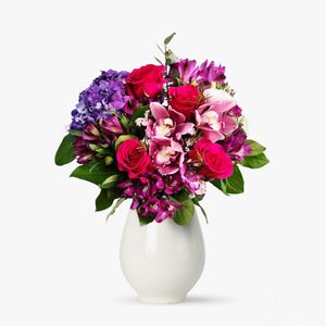 Bouquet with purple hydrangea and orchids