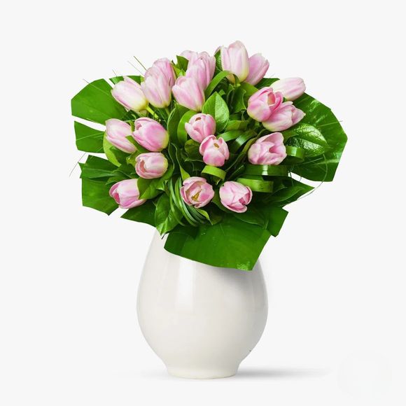 Bouquet of 19 pink tulips