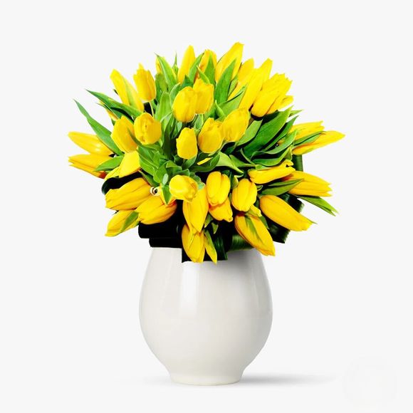 Bouquet of 75 yellow tulips