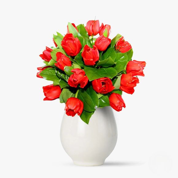 Bouquet of 19 red tulips