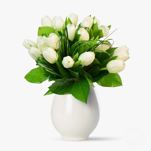 Bouquet of 19 white tulips