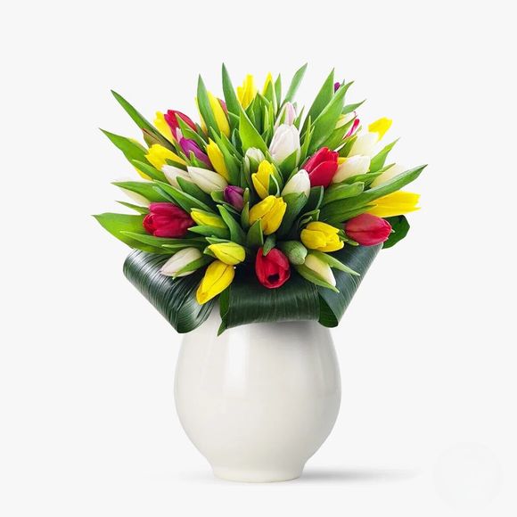 Buchet 55 lalele multicolore