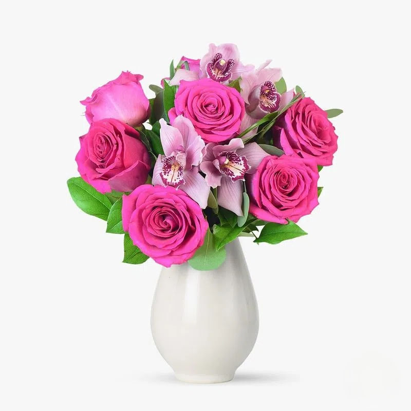 Buchet de flori cu trandafiri si Cimbidyum – Premium Buchet
