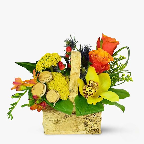 Basket with autumn flowers