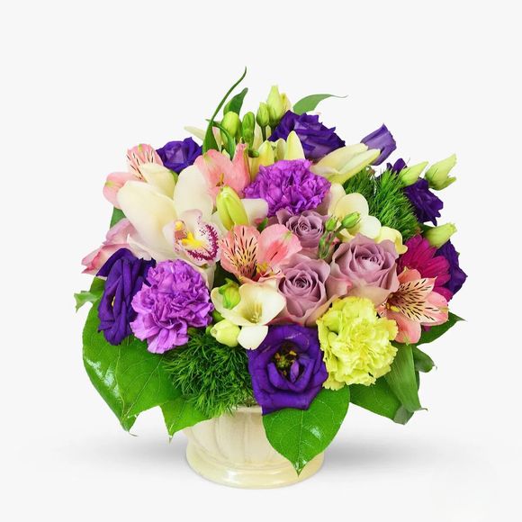 Aranjament cu alstroemeria si lisianthus