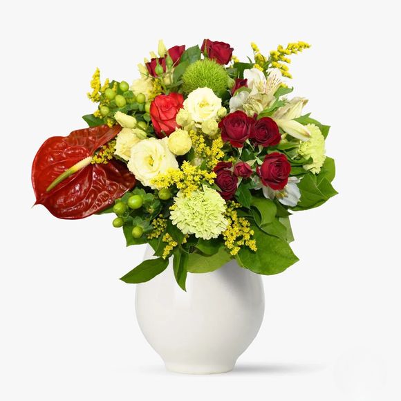 Buchet cu anthurium si solidago