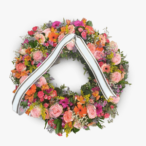 Funeral wreath with gerbera and chrysanthemum