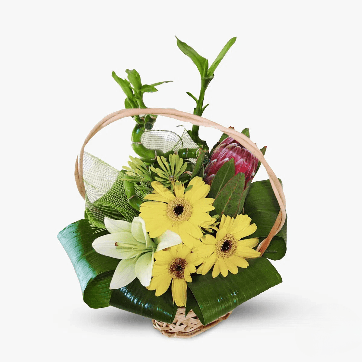 Cos cu flori – Aranjament floral Zambete – premium