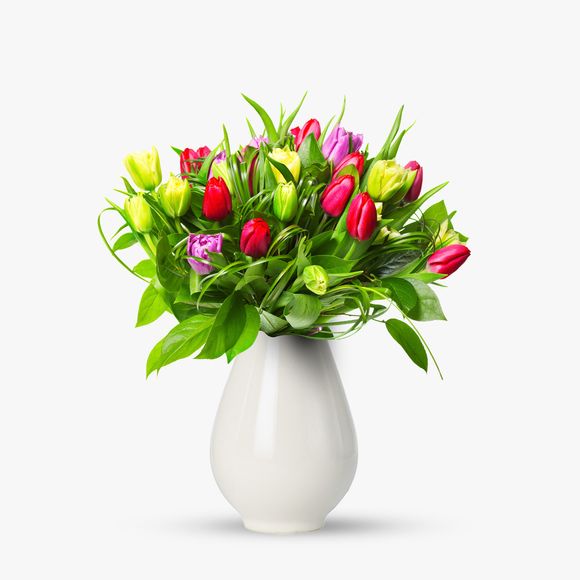 Bouquet of 31 multicolored tulips