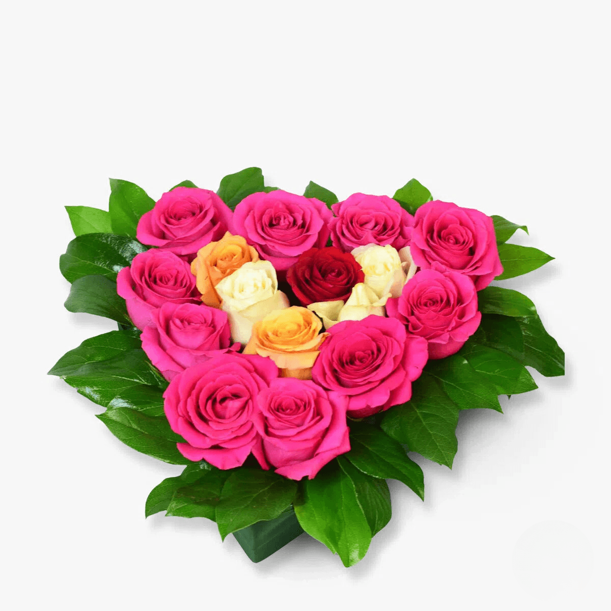 Aranjament cu 17 trandafiri multicolori Mi-e dor de tine!
