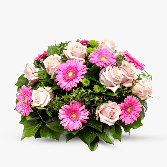 Aranjament funerar cu gerbera roz