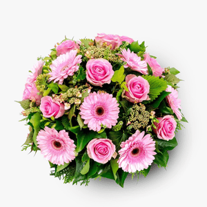 Funeral arrangement with gerbera and roses