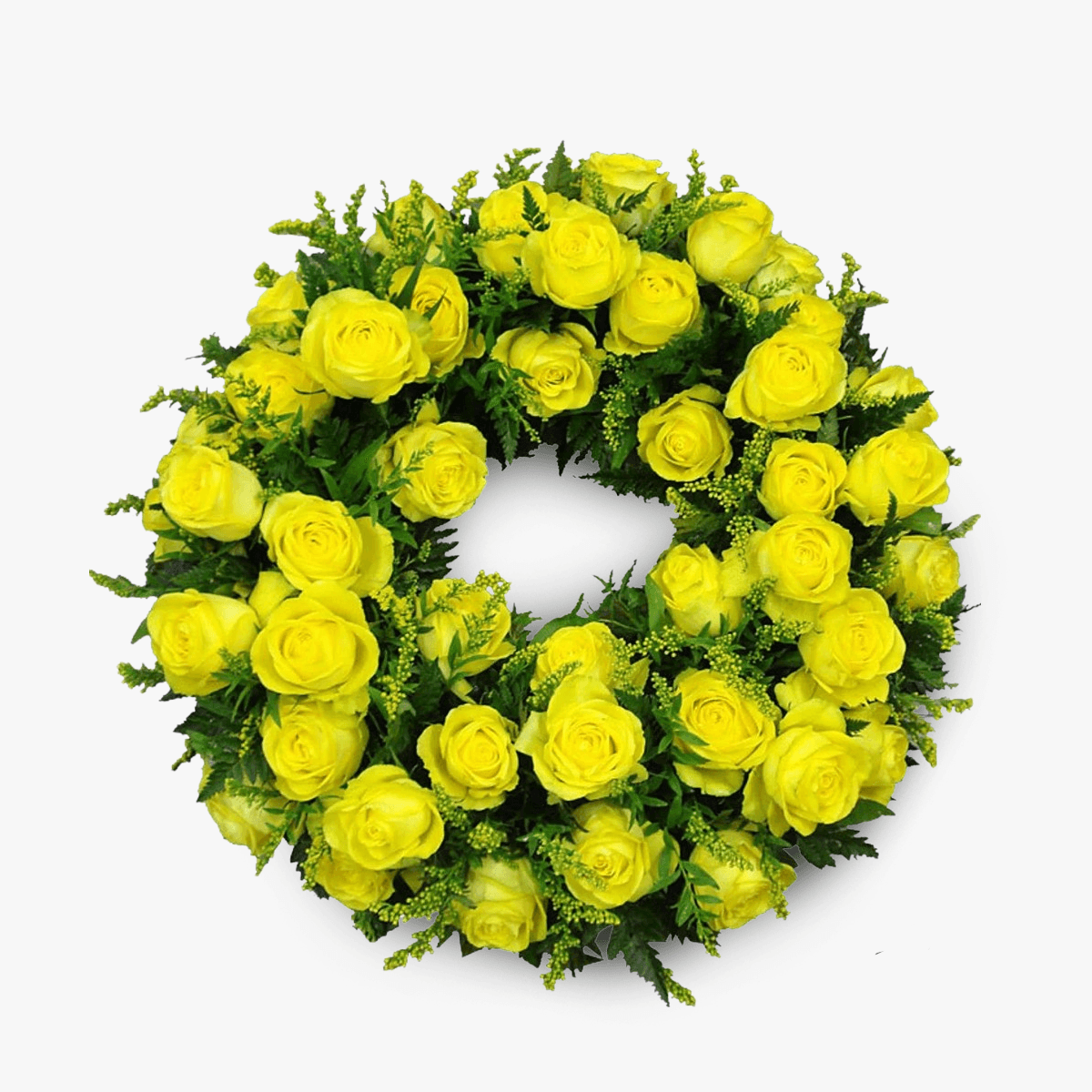 Coroana funerara circulara din trandafiri galbeni – Standard circulara imagine 2022