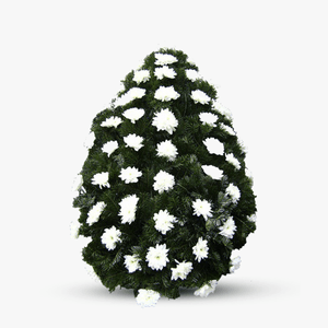 Coroana funerara din crizanteme albe