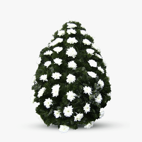 Funeral wreath of white chrysanthemums