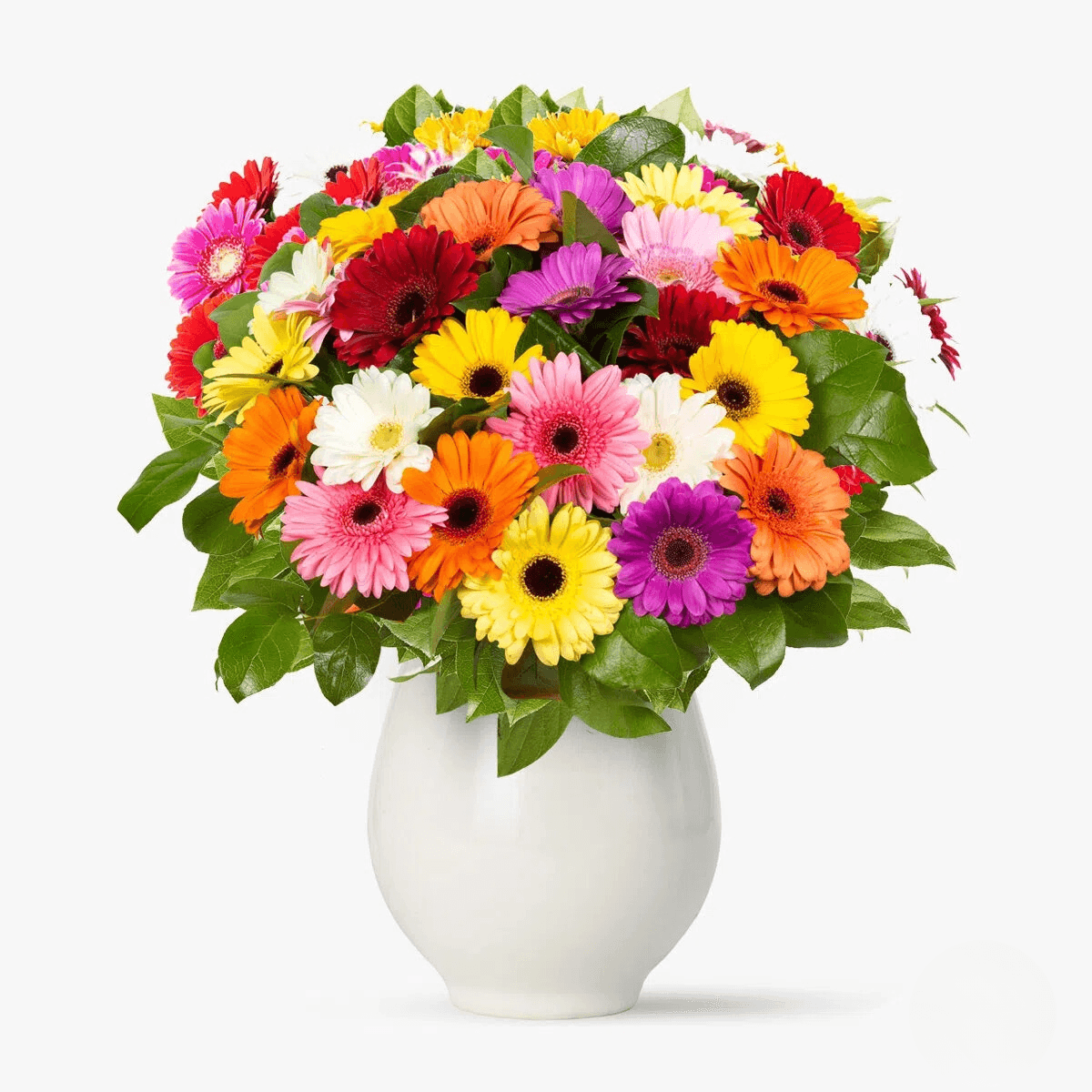 Buchet de 101 gerbera multicolore vesel si luminat