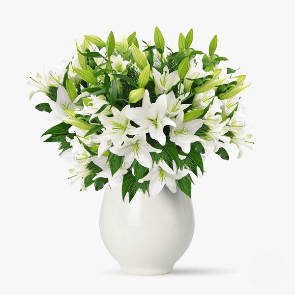 Bouquet of 19 white imperial lilies