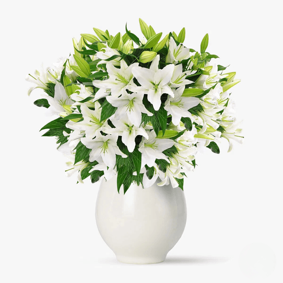 Bouquet of 55 white imperial lilies