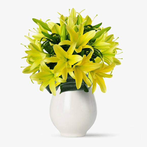 Bouquet of 9 yellow Asian lilies