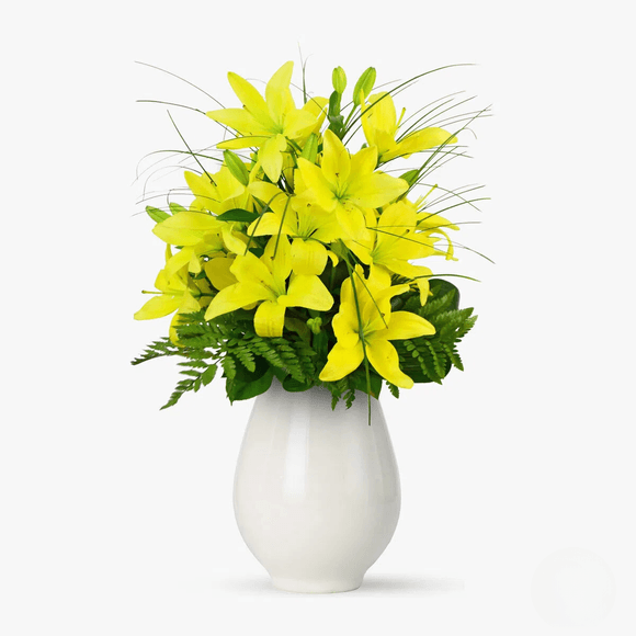 Bouquet of 15 yellow Asian lilies