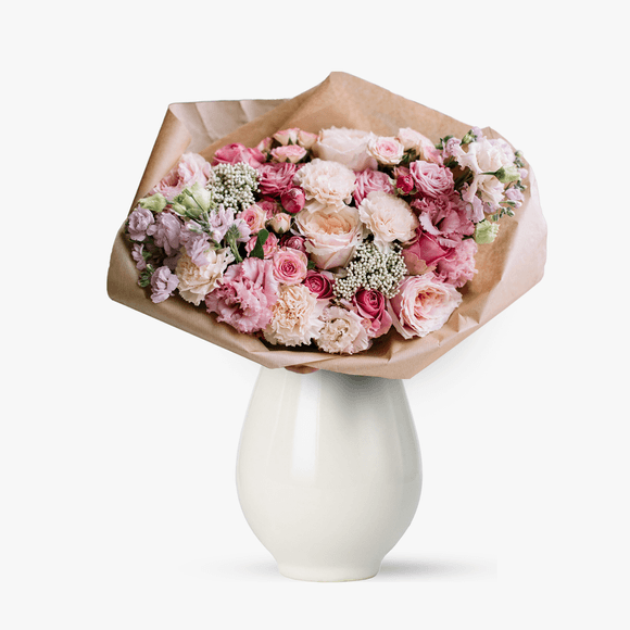 Pastel bouquet with packaging