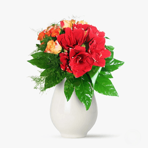 Bouquet with amaryllis - Bright red