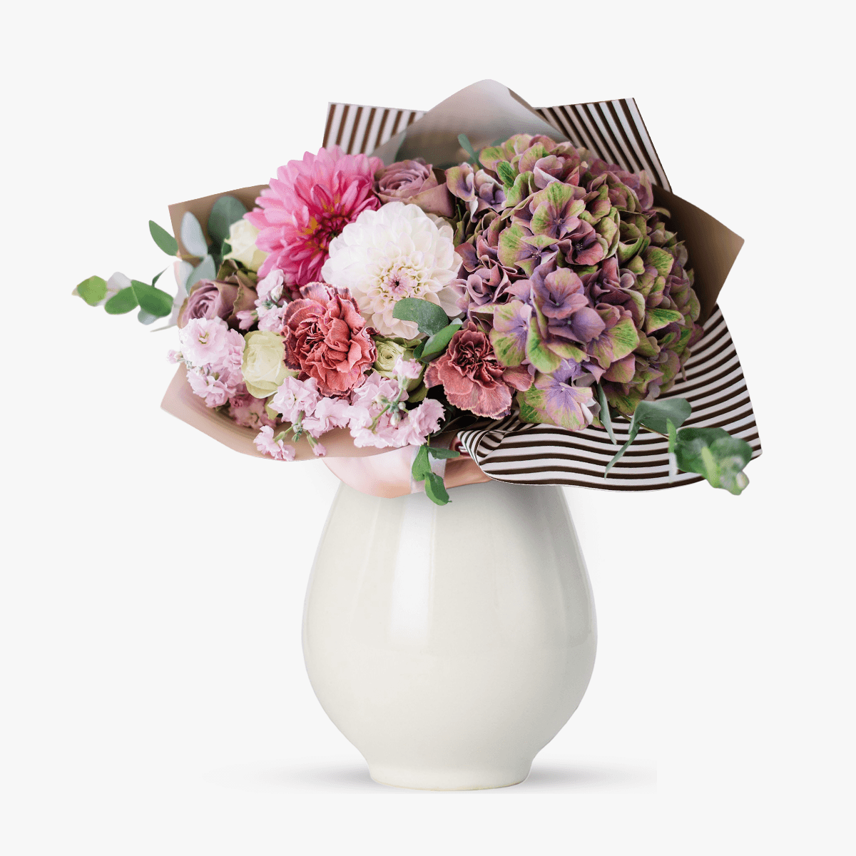 Buchet cu dalii si hortensie - premium